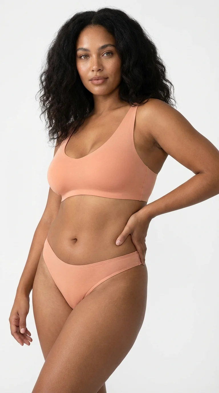 Nude Pamuk Karışımlı Tanga - Detay Yakın Plan